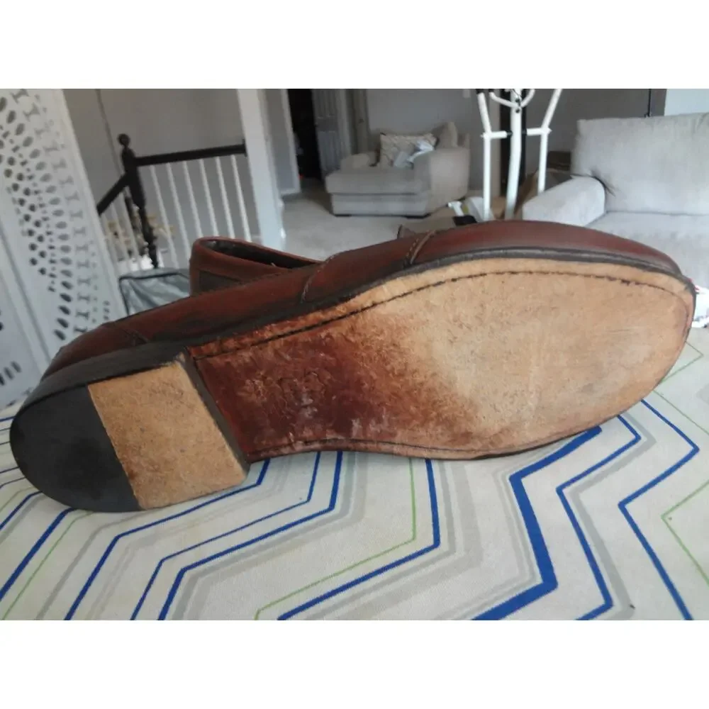 Vintage 90s Foster Rainey Country Penny Loafer Two Tone Brown Leather Mens 10.5